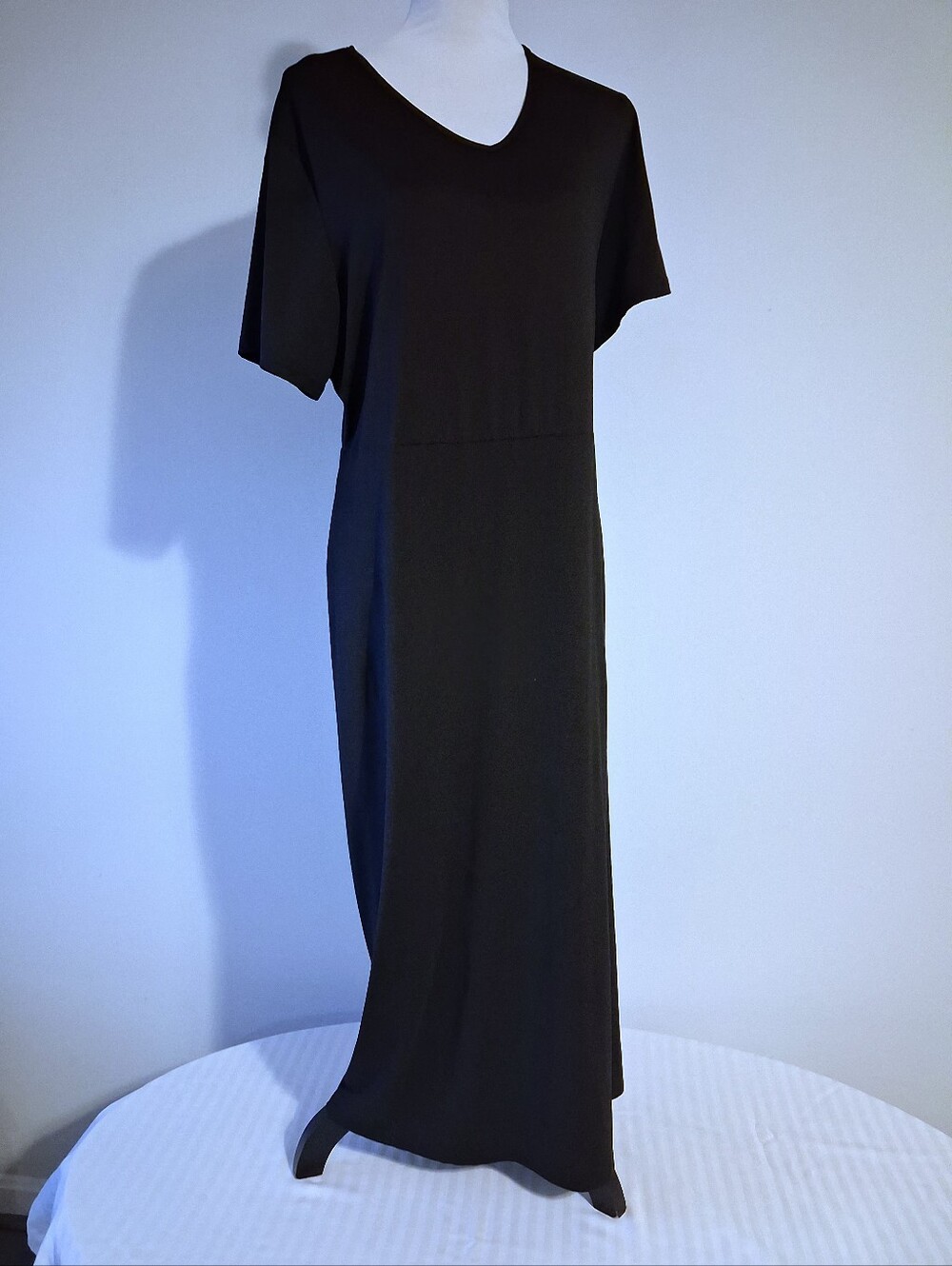 Black V-Neck Short Sleeve Maxi Dress Size 2XL